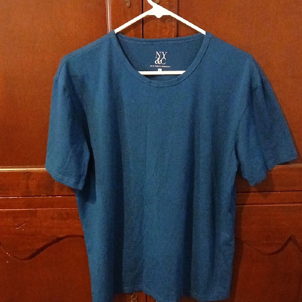 NYC Blue Short Sleeve Tees Casual Comfort Mens Size L Excellent Condition